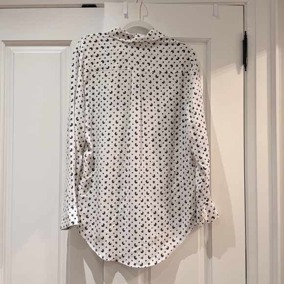 Equipment White Silk Button Down with Stars and Moons - Size Small - Picture 4 of 6